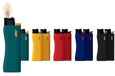 MK 10pcs Lighters 9G Flint Strike Refillable Lighter,Striking Design, Ideal as Lighters for Candle, BBQ, Butane Lighter, Classic Pocket (9G-HUE-10PC)