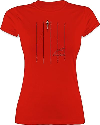 Shirt Damen - Wassersport - Just Swim - L - Rot - Schwimmer schwimm Funshirts für Frauen schwimmmotiv schwimmerinnen Tshirt Schwimmen Thema t-Shirt schwimmsport Spruch baumwollshirt sprüche