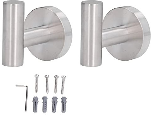 Kuuleyn Kleiderhaken, Handtuchhaken, 2 Stück, Gebürsteter Edelstahl, Badezimmertuch, Kleiderhaken, Rund, Wandhalter, Haken, Aufhänger Für Kleidung, Handtuch