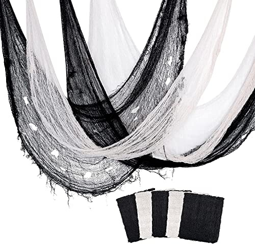 GIONAR 5 Stück Halloween Tuch,183 x 76CM Gruseliger Stoff für Halloween | Gruseliges Dekorationen,Gruseliges Tücher für Halloween Party Innen Außen Gruselhäuser Türen