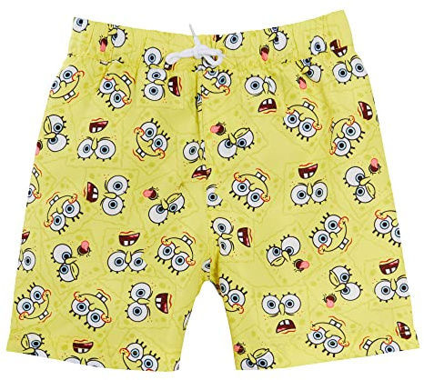 SpongeBob Squarepants Badshorts Barnbadshorts med dragsko i midjan strandshorts för semester, Gul, 7-8 �r