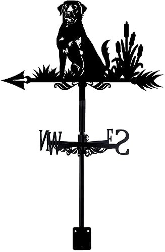 SUPERDANT Dog Weathervane Wrought Iron Wind Vane Animal Metal Weather Vane Roof Garden Direction Sign Weathercock Outdoor Farmhouse Decoration Garden Wind Measuring Tool Directional Indication