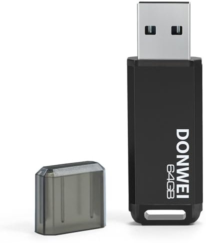 64GB USB 2.0 Flash Drive - High-Speed Thumb Drive in Black, Secure Storage Pen Drive with Keychain Hole, Compatible with PC/Laptop/TV (exFAT Format)