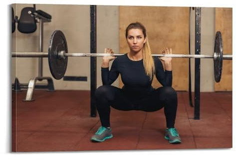 GUOYIN Fitnesstraining-Poster für Damen, Langhantel, Kniebeuge, Beine, Workout, dekorative Leinwand, Familie, Schlafzimmer, Kunstwerk, Bild, Malerei, 50 x 75 cm