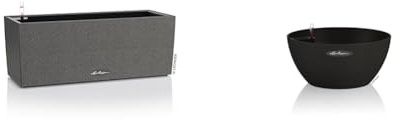 Lechuza BALCONERA Stone 50 graphitschwarz 15652 & CUBETO Stone 30 Graphit schwarz 13832