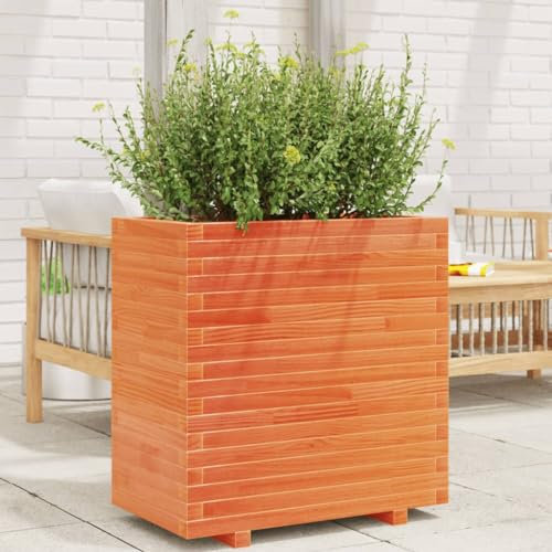Sufrk Jardinière Cire Marron 70x40x72 cm Bois de pin Massif,Jardiniere sur Pieds,Bac avec Treillis,Jardiniere Terrasse