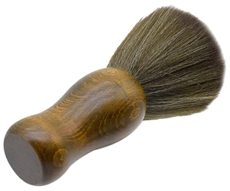 BELLIFFY Friseurbürste Runde Nackenstaubbürste Mit Holzgriff Wolle Für Friseursalons Reinigungsbürste Für Gebrochenes Haar Braun Für Hause Und Salon