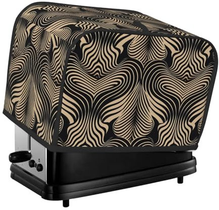 Toaster-Abdeckung mit optischem Wellenmuster, 2 Scheiben, für kleine Geräte, mit Taschen, Toaster-Staubschutz mit Griff oben, waschbar, Universal-Brotbackmaschinen-Abdeckung für Küche