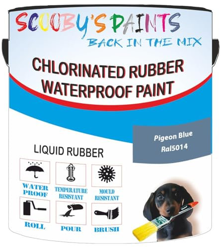 Scooby's Paints Chlorinated Rubber Waterproof Paint, Liquid Rubber (Pigeon Blue Ral5014, 0.5 Liters)