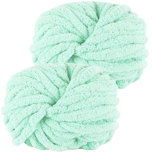 Hengrongshen Dicke Wolle Dickes Garn 2 Stück 500g, Chunky Yarn, Chunky Wool, Armstricken Wolle zum Häkeln für Decke, XXL Riesen Wolle Perfekt zum Weben von Schals Mützen Haustier Nest - Hell Grün