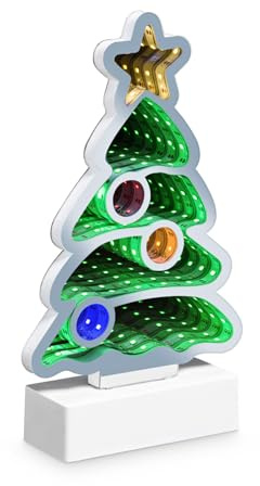 Idena 30549 - LED Infinity Mirror Weihnachtsbaum, ca. 27 x 8 x 40 cm, Deko Lampe mit 156 SMD-LEDs und 3D Effekt, Weihnachtsdeko für Innen, mit Netzteil und 3 m Zuleitung