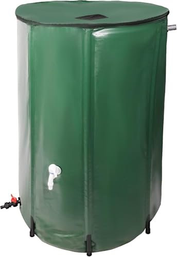 RCJCQSR 100 Gallon Collapsible Rain Barrel, Garden Water Catcher Portable Rain Water Storage Tank with Filter Spigot Overflow Kit