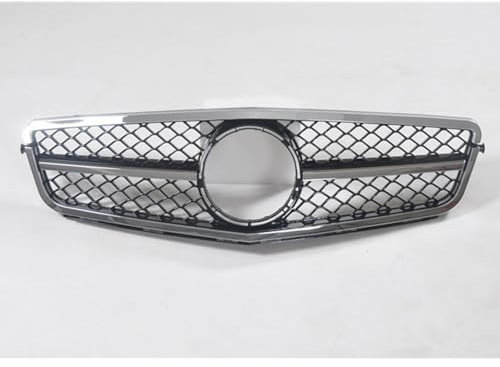 WXJFFF Auto Front Kühlergrill für Mercedes Benz C Class W204 AMG C200 C300 2008 2009 2010 2011 2012 2013 2014, Front Stoßstangengrill Kühlergrille, Auto Grill Ersatz Zubehör,Silver