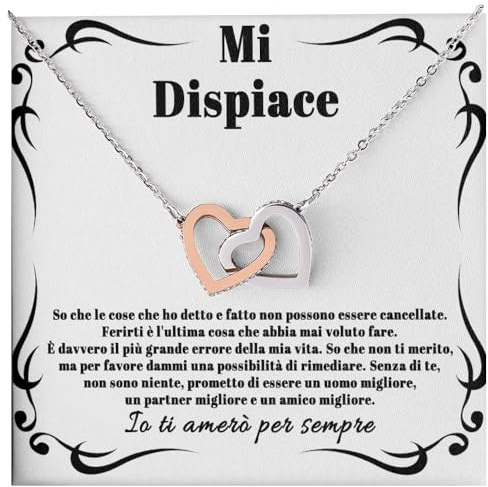 Bramart Collana Donna MI Dispiace Scusami Amore Fidanzata Argento Idee Regali per lei, Anniversario Perdono, Compleanno o Natale - Cofanetto con DEDICA incluso. (Mi Dispiace - Collana)