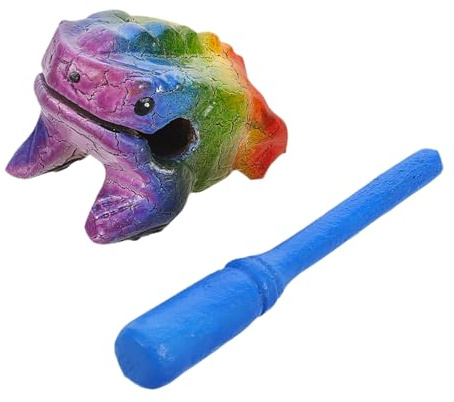 UPKOCH Holz-frosch-klanginstrument Mit Raspelstab Bunte Holzpercussion Für Junge Mädchen Und Erwachsene Musiklernen Orff-musikinstrument Holzspielzeug