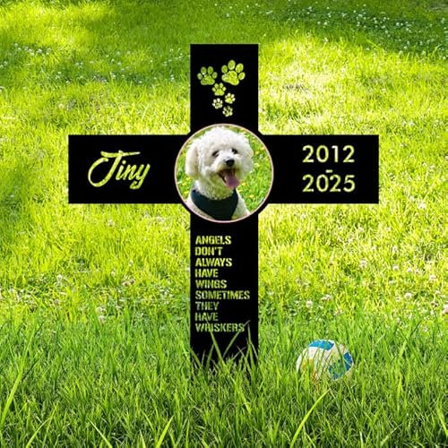 SosnSusn Cadeaux commémoratifs pour Chiens Pierre tombale commémorative personnalisée Marqueur de Tombe en métal personnalisé marqueur funéraire personnalisé pour Animal de Compagnie
