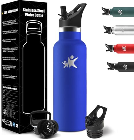 HoneyHolly Trinkflasche Edelstahl, 750ML BPA-Frei, Auslaufsichere Isolierflasche Doppelwandig, Thermosflasche, mit Strohhalm, Sportflasche für Camping, Yoga, Gym, Fitness, Reisen, Outdoor