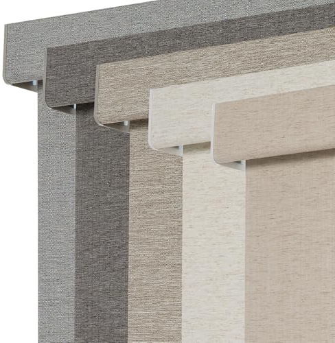 Persilux Blackout Roller Shades for Indoor Window Blinds,Cordless,Linen Fabric,Thermal Insulated Fabric UV Protection Shades for Home,Office,Bedroom,Door,Blackout-Beige,Custom Size