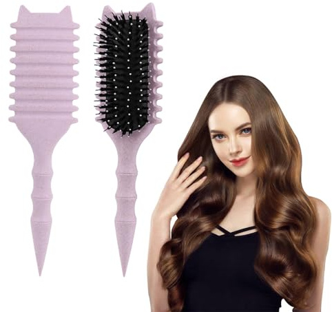 Frogetu Spazzola per Capelli Curva,Spazzola per Ricci Multifunzionale,Districante per Capelli Professionale,per Definizione Ricci,Curly Hair Brush