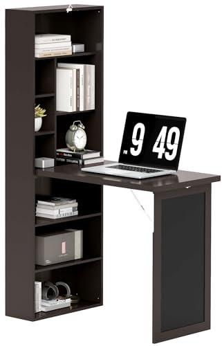 HOMCOM Scrivania con Libreria e Lavagna Salvaspazio 98x51x153 cm Marrone