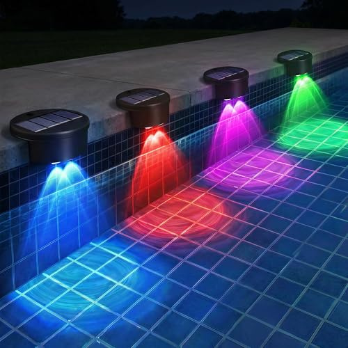 8 Stück Poolbeleuchtung Solar Rund, Poollicht mit integriertem Speicher, Farbwechselnde Solarleuchte für Garten, Teich , Poolumrandung, Terrasse und Stufen, dekorative Pool Deko als Pool Zubehör