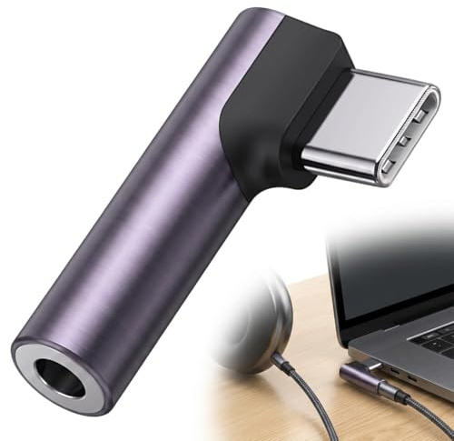 MSMXCS Adaptador Jack a USB C 3.5mm Auriculares Micrófono 90 Grados DAC Chip Audio Hi-Fi Sin Ruido Compatible con 16 15 Pro MAX Galaxy S25 S24 S23 Ul-tra iPad Pro MacBook 1pc