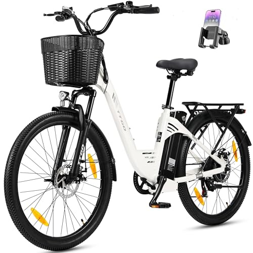 ttgo C2 PRO 26 Zoll E Bike, Citybike Trekking Pedelec Elektrofahrrad mit Korb, 250W 52Nm Motor, 36V 18Ah Akku, 80–120 km Reichweite, 7-Gang Schaltung, E-Bike für Damen und Herren