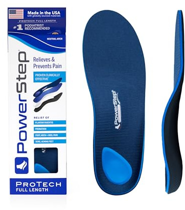 PowerStep ProTech Full Length Orthotic Insoles - Medical Grade Arch Support Inserts for Plantar Fasciitis Relief, Heel Pain, Maximum Cushioning, Memory Foam Orthotics, Made in the USA