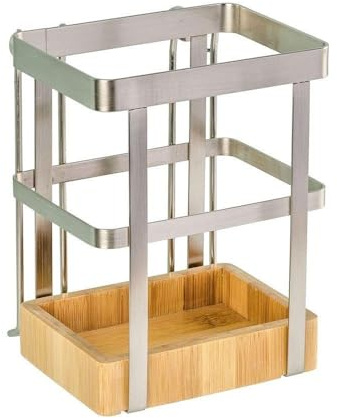 WENKO Utensilienhalter Premium - Aufbewahrungskorb für die Küche, vernickeltes Metall, 13 x 17 x 10 cm, Silber matt
