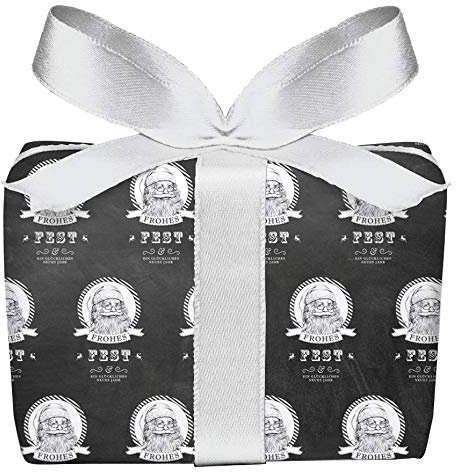 3er-Set Weihnachts Geschenkpapier Bögen WEIHNACHTSMANN/NIKOLAUS in SCHWARZ WEIß im Kreidetafel Look zu Weihnachten Adventszeit (Format : 50 x 70 cm)