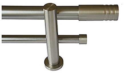 Barras de Cortina - Conjunto Teruel Doble Barra Acero INOX. Largo 3,50 M.