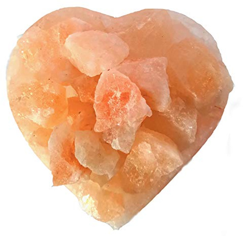 Artigianato Lampada di Sale Salgemma dell'Himalaya BRACIERE A Cuore con Certificato di Garanzia, San Valentino
