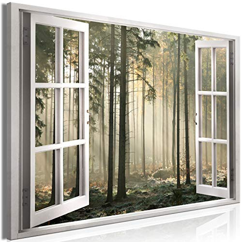 murando Väggbild Canvastavla 120x80 cm XXL Tryck Väggtavla 1 del Kanvasbilder Väggmålningar Väggdekoration Skog Träd Landskap Dimma c-C-0378-b-a