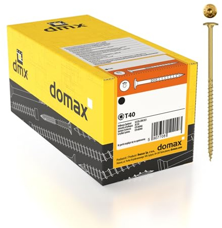 DMX - Lot de 200 vis à tête plate 5 x 80 - Vis pour construction - Vis à bois - Pour panneaux d'aggloméré - Vis à tête plate - Torx - Vis pour construction en bois