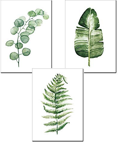 Nicole Knupfer 3er Set Vintage Botanische Grüne Pflanzen Poster Gedruckt Poster (A, 30 x 40 cm)