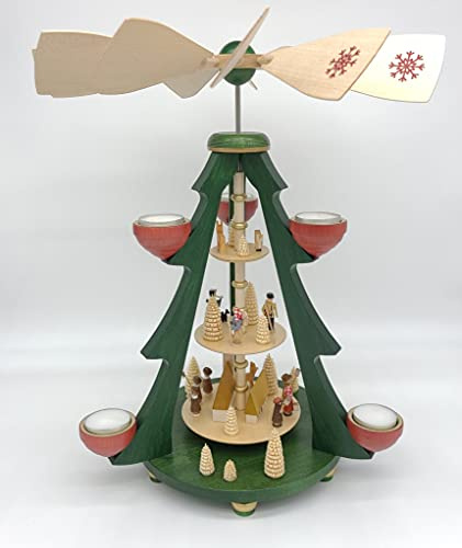 Glaesser - Handmade 15.5 inch Pyramids - Tree pyramid village with church and tealights