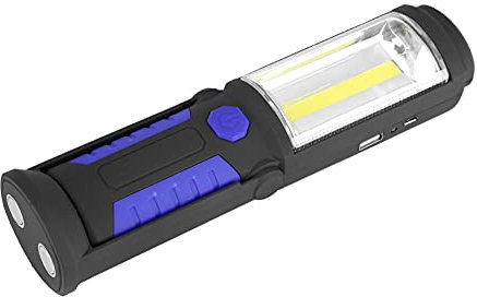 TOPINCN Lampe de Poche Rechargeable avec Support Magnétique Lampe de Poche LED COB Lampe de Travail d'urgence pour Camping 3W(Bleu)