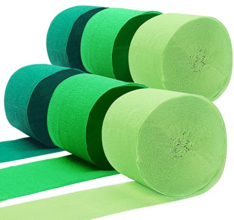 TKEJZu Green Crepe Paper Streamer - 492 Feet, 6 Rolls, Spring Party Backdrop Decor for Green Theme Birthday, Wedding, Baby Shower, Irish Lucky Day Hanging Party Decoration