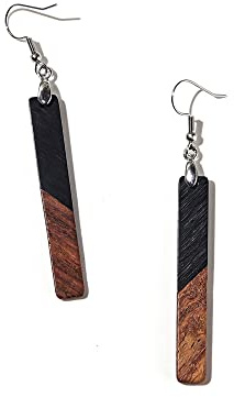 Retro Wooden Resin Geometric Bar Drop Dangle Earrings Layered Leopard for Women Polymer Clay Lightweight Statement Jewelry-1