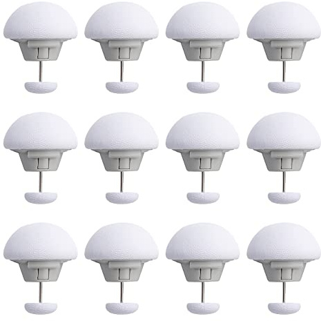 Yikki 12Pcs Mushroom Duvet Clips Keep Duvet in Place | Non-Slip Comforter Quilt Holder Fixator with One-Key Unlock for Blanket Bed Sheet Curtain Socks Mattress Covers (White)