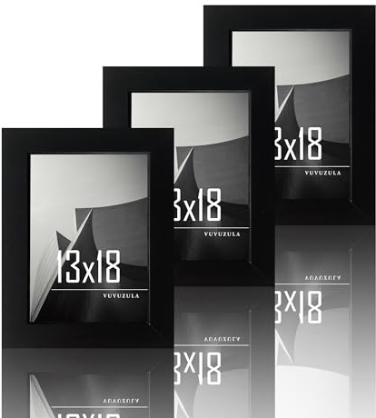 VUVUZULA Bilderrahmen 13x18cm Schwarz Holz Fotorahmen 5x7 Zoll Holzrahmen MDF Rahmen 13x18cm 3er Set