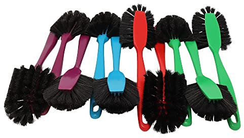 gws Spülbürste Langkopfbürste 10 Bürsten- Küchenbürste mit Schabkante - Besatz Roßhaar (bunt Sortiert)