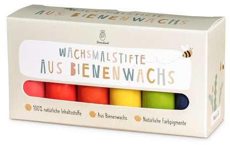 Ehrenkind® Wachsmalstifte aus Bienenwachs | 12er Pack | 100% natürlich Buntstifte | Öko Stifte für Kleinkinder ab 1 Jahr | sicher in Lebensmittelqualität | Made in EU | Malstifte