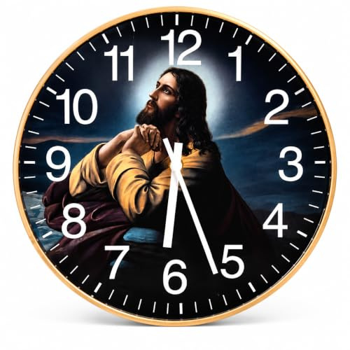 Prayer Clock 12 Wall-Mounted Religious Decor with Hourly Bible Passages Narrated by James Earl Jones