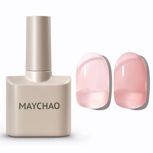 MAYCHAO Jelly Gel Nail Polish -15ML Nude Pink Jelly Gel Polish Soak Off UV LED Transparent Pink Nail Varnish for DIY Manicure Home Salon Nail Art