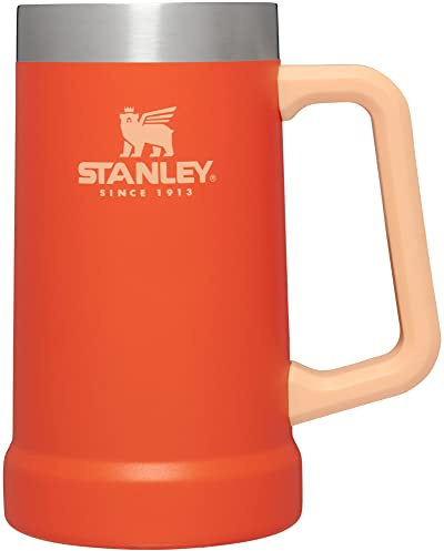 STANLEY Adventure Big Grip Beer Stein 24 oz | Mug Keeps Beer Cold for Hours | Holds 2 Cans of Beer | Insulated Stainless Steel | Heavy-Duty Handle | Tigerlily