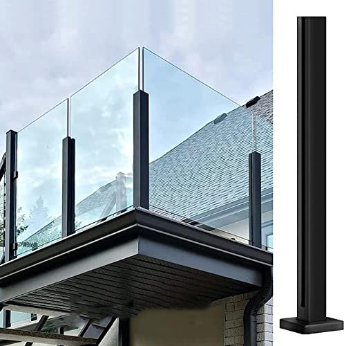 Poste Para Barandilla Escaleras Vidrio Abrazadera Exteriores Columna De Barandilla De Vidrio Para Cubierta, Columna De Cristal Negro Para Vidrio De 10/12 Mm, Montaje En El Suelo Kit De Abrazaderas Par
