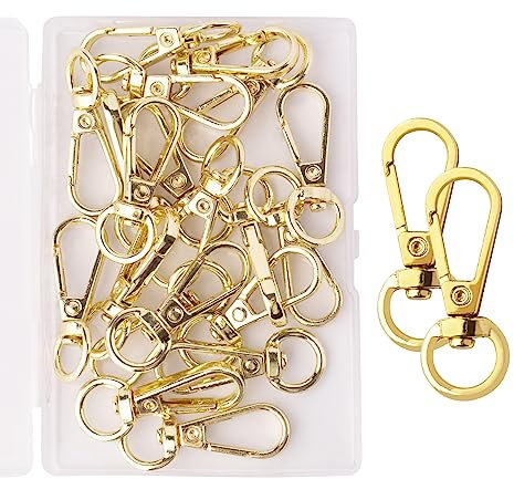 TAIYOU 20 Schwenker Hummer Haken Drehbare Karabinerhaken Legierung Schlüsselanhänger Schnallen zur Produktion von Handgemachten Taschen Rucksäcke Basteln Verwendet - 1cm Golden