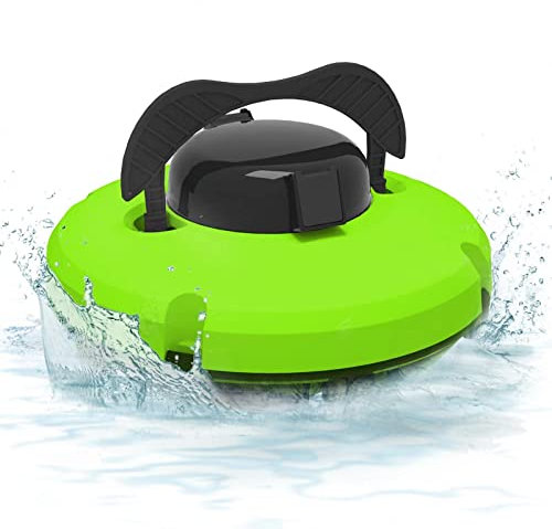 Robot Limpiafondos Automático Inalámbrico, Aspirador de Piscinas Succión Potente Dura 100 Mins Robot Limpiafondos con Indicador LED Autoaparcable para Piscinas Elevadas y Enterradas,Green