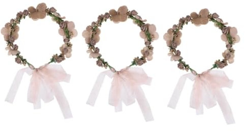 Beavorty 3stücke Blumenkranz Haarband Aus Stoff Mit Perlen Für Hochzeiten Und Partys Handgemacht Eleganter Haarschmuck Für Bräute Und Brautjungfern Für Besondere Anlässe